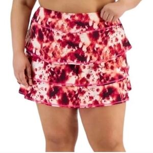 NWT Ideology Women’s Tie Dye Flounce Active Skort Pink Shock Size 2X Activewear